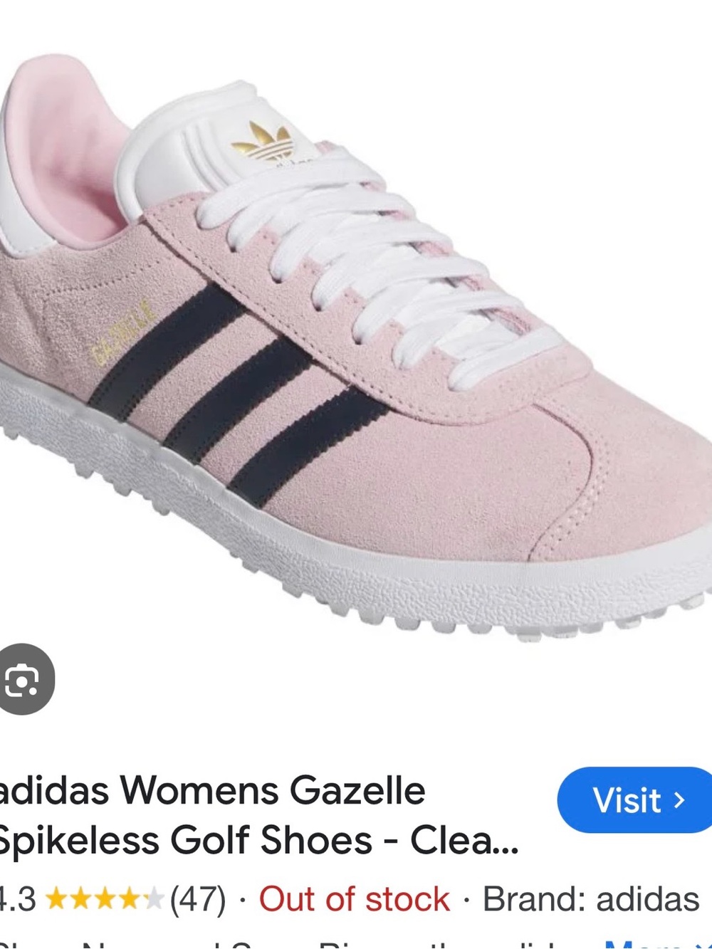 adidas Women’s Gazelle Suede golf Sneakers - Pink with Black Stripes